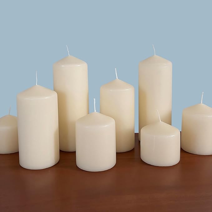 Stonebriar Unscented Pillar Candles – 18 Hour Burn Time, Long-Lasting Wax Candles for Weddings, Holidays, Home Décor & Special Events, Pack of 3, Ivory, 3" x 3"