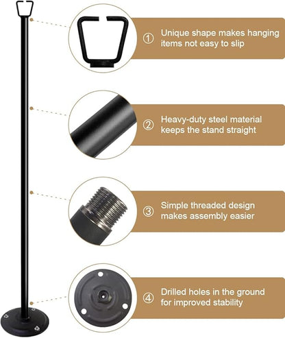 Queension 10FT Ground Base String Light Poles for Outdoor String Lights for Garden, Backyard, Patio Lighting Stand for Parties, Bistro & Weddings, 4.2lbs, 2 Pack