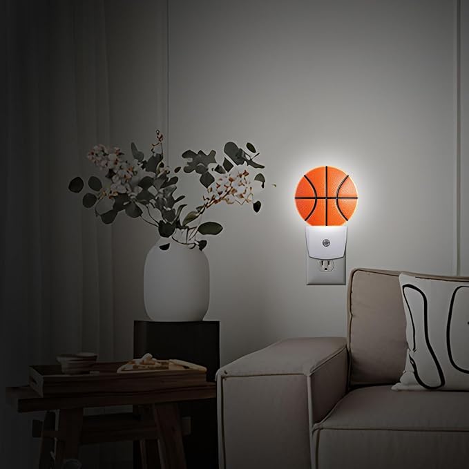 Basketball Line Night Light Auto Sensor Led Dusk to Dawn Lamp Home Decor for Men Women