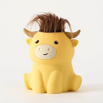 QANYI Highland Cow Night Light, Rechargeable and Dimmable Farm Animal Highland Cattle Lamp with Soft Touch,Valentines Highland Cow Decor Party Favors Cute Gifts for Adults Kids Boys Girls Women Men
