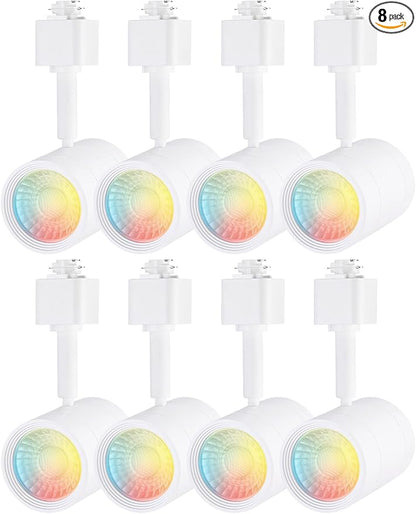 LEONLITE 8-Pack Studio Series 8.5W LED H Track Lighting Heads, ETL FCC T24, Dimmable Retail Track Light Heads for Store Shop Cafe, 600LM, CRI90, H Track Lighting, 5CCT, Matte White