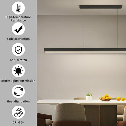 Modern LED Linear Pendant Light, 31IN Ceiling Chandlier Light Fixtures Hanging with Remote Control 3000k-6500K Adjustable Color Temperature Island Light for Dining Room, Kitchen