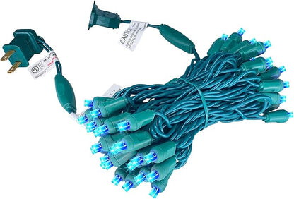 UL Listed 50 Count 5MM Wide Angle Led Christmas Lights Set,Outdoor Mini Led String Light for Garden Patio Halloween Christmas Tree Lighting Decorations,17 Feet Green Wire (Blue Color)