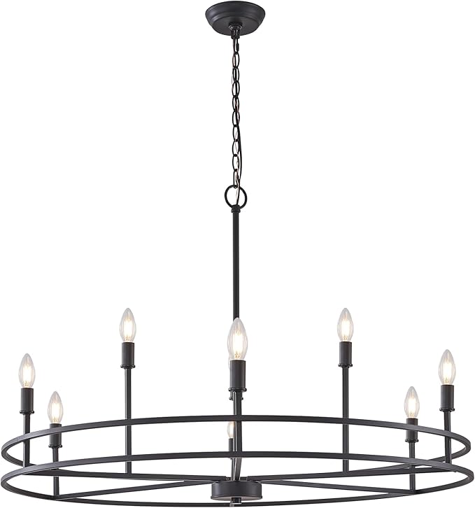 Black Chandeliers Light Fxiture, Modern Round Chandelier 9-Light Metal Candle Chandeliers Dining Room Chandelier Over Table Master Bedroom Chandelier Lighting for Living Room Foyer 35in