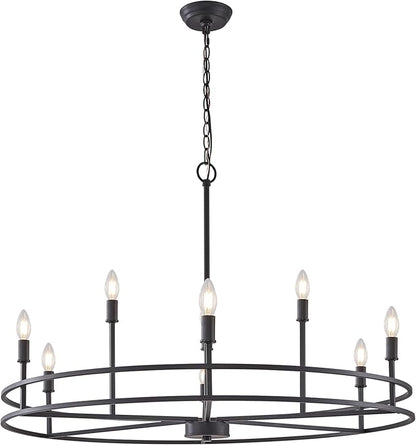 Black Chandeliers Light Fxiture, Modern Round Chandelier 9-Light Metal Candle Chandeliers Dining Room Chandelier Over Table Master Bedroom Chandelier Lighting for Living Room Foyer 35in