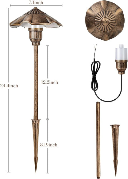 Low Voltage Landscape Lighting, 5W, 12-24V AC/DC, 2900K Pathway Lights Wired, IP65 Waterproof Light for Yard Lawn, Cast-Aluminum LED Walkway Lights, 1 Pack