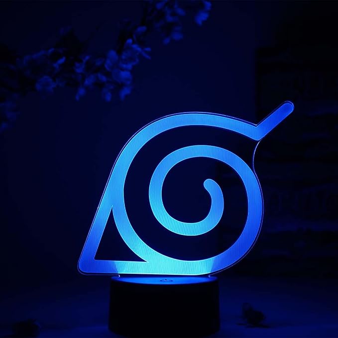Otaku Lamps Konoha Leaf Naruto – Anime Night Light, 16 Color RGB LED – Gift for Otaku