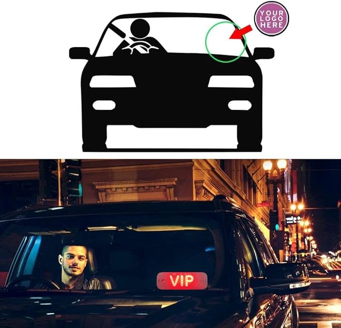 VIP Red Lights, Shared Car LED Sign, Rideshare Sign Decor with DC12V Car Charger Inverter, for Rideshare Driver, 6ft Cable (Red Light, USB Switch)