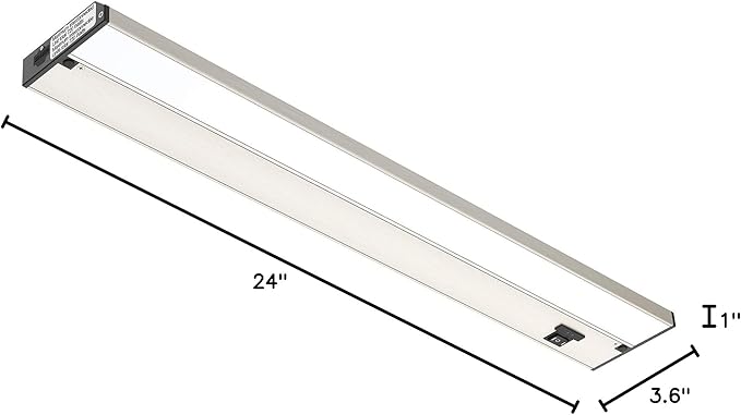 Getinlight 24-inch 3 Color Levels LED Under Cabinet Lighting, Hardwired or Plugged-in, Selectable White 2700K/3000K/4000K, Dimmable, Brushed Nickel Finished, IN-0210-3-SN
