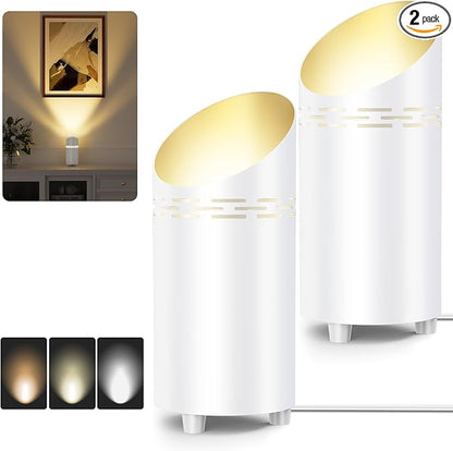 2 Pack Uplights Indoor Floor Can Lights, 3000K/4000K/6000K Spotlight Indoor with GU10 Bulbs, Uplighting Spotlights with Foot Switch for Living Room Corner Sofa House Plant Wall Artwork Decor
