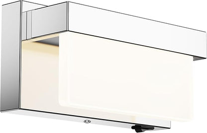 Wall Sconce Chrome Wall Light with On/Off Switch 8 inch LED Wall Lamp Acrylic Lampshade 4000K Sconce Wall Lighting