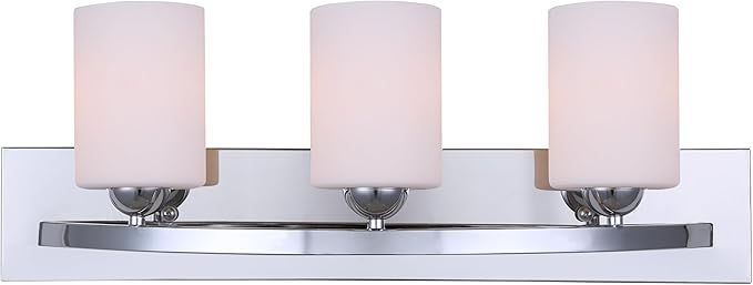 Canarm IVL370A03CH-O Ltd Hampton 3 Light Vanity with Flat Opal Glass, Chrome