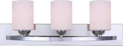 Canarm IVL370A03CH-O Ltd Hampton 3 Light Vanity with Flat Opal Glass, Chrome