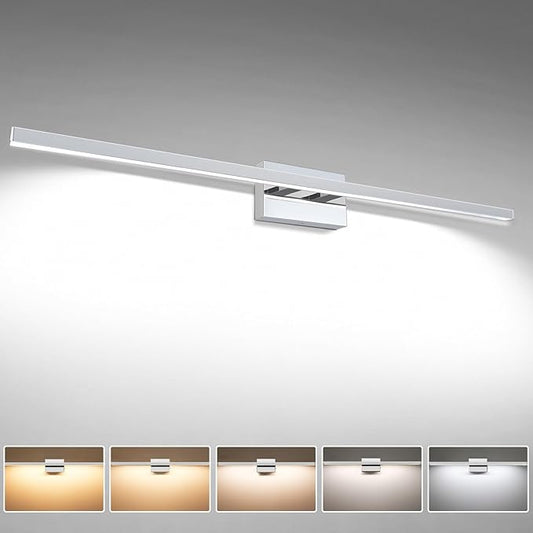 VOLISUN 48-Inch Dimmable Bathroom Vanity Light, 30W 5CCT LED Fixture Over Mirror, Chrome, ETL Certificated