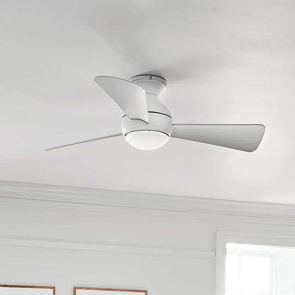Kichler 330151MWH 44 Inch Sola Ceiling Fan LED, 3 Speed Wall Control Full Function, Matte White Finish with Matte White Blades