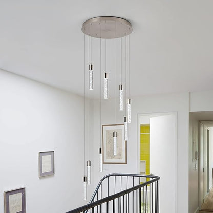 Pendant Lighting for Kitchen Island,High Ceiling Chandelier, Modern Chandelier Light Fixtures, Raindrop Chandelier Dimmable Lighting Large Living Room Chandelier Staircase Foyer,9 Lights……