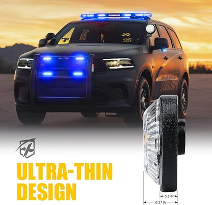 Xprite Blue LED Emergency Strobe Lights Kit for Vehicles - Flush Mount Grille Light, Surface Mount, High Visibility for Police, Fire, EMS, and Security Patrols - 10PCS