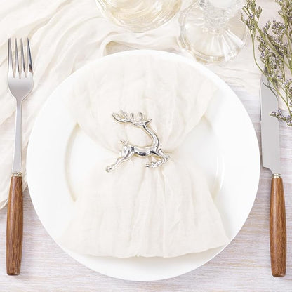 Socomi Ivory White Cheesecloth Napkins Summer Cheese Cloths Gauze Set of 24 Boho Washable Dinner Table Napkins for Wedding Party Baby Shower Birthday Party Decor