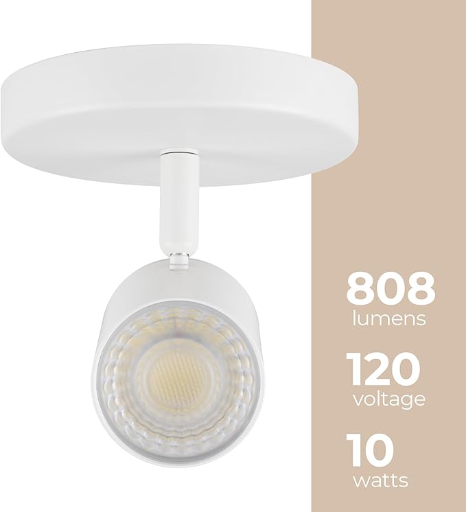 Amped Collection LED 10W 808 Lumens Adjustable Monopoint 5-CCT Selectable with Canopy for Junction Box in White
