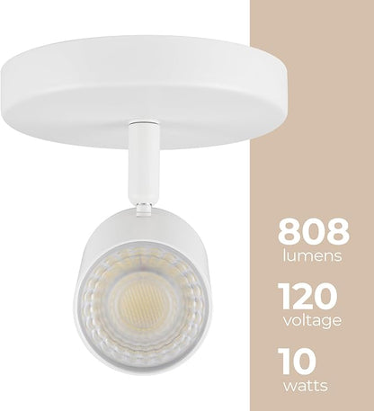 Amped Collection LED 10W 808 Lumens Adjustable Monopoint 5-CCT Selectable with Canopy for Junction Box in White