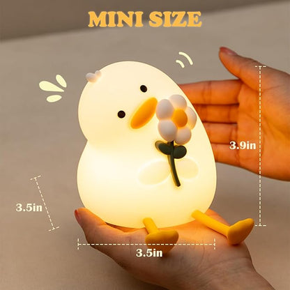 Night Light for Kids, Cute Duck Silicone Nightlight with Timer, Rechargeable Nursery Light, LED Squishy Night Lights, Safe Bedside Lamp, Dimmable Animal Night Lamp for Boys Girls Toddler (Duck)