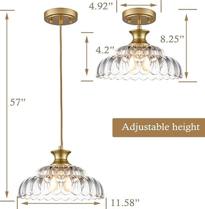 HYDELITE Vintage Glass Pendant Lights Kitchen Island Gold Pendant Light Fixture Modern Hanging Light Fixture for Dinning Room Bedroom Entryway
