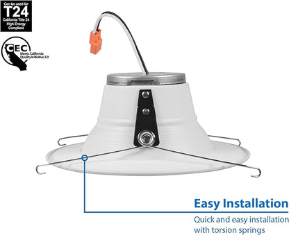 NICOR Lighting DLR56 (v5) 5in/6in 800 Lumen Recessed LED Downlight, 2700K White Baffle (DLR565081202KWHBF)