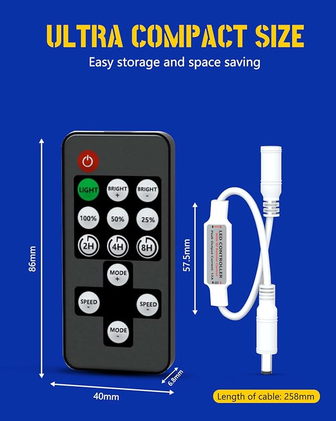 DUOFU365 LED Remote Controller, DC 5-24V Mini Wireless Remote Controller for Single Color LED Strip Lights Switch Dimmer Control with Flashing Strobe Light Features, Time Fuction