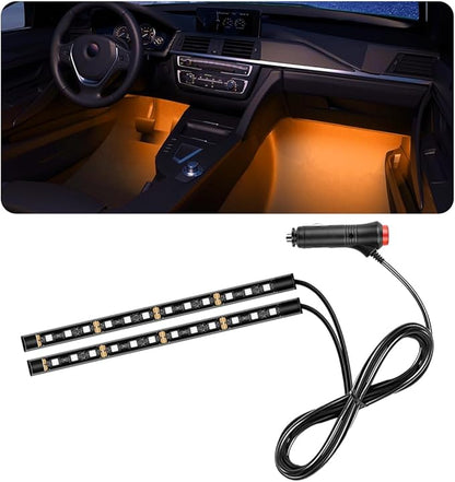 povtii Car LED Strip Light, 24 LED RGB Auto Under Dash Interior Atmosphere Lights, USB Vehicle Decorative Lamp Ambient Night Light Strip, Lighting Kit Car Accessories (Orange, Cigarette Lighter)