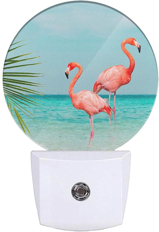EKOBLA Flamingo Plug-in Night Light, Summer Tropical Beach LED Nightlight for All Ages, 0.5W Sleep Friendly