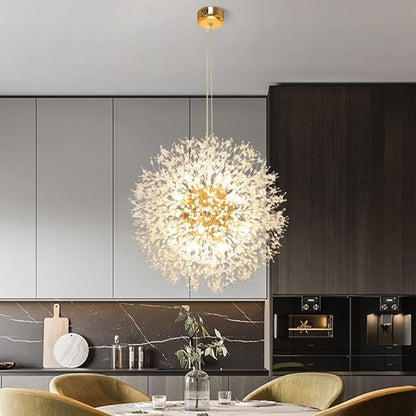 SineRise Modern Crystal Chandeliers Firework, Crystal Light Fixture, Dandelion Chandelier (16-Light, Gold) for Foyer Hallway Entryway Kitchen Bedroom