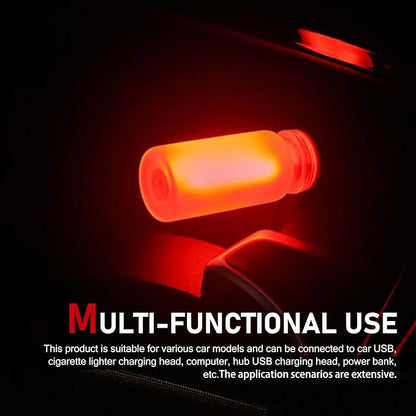 Car USB Atmosphere Lamp, 5V Touch Control Frosted Retro Bottle Interior Ambient Lights, Portable Plug-in LED Bulb Night Lights, Universal Decoration Lamps for Cars, Bedrooms (Red)