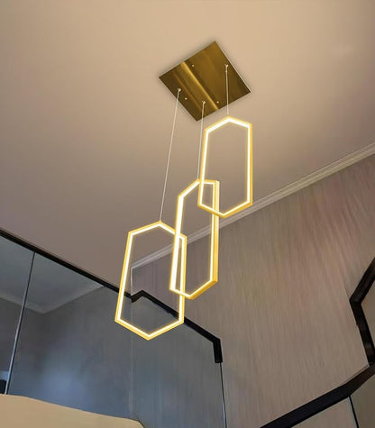 3-Rings Dimmable Pendant Lighting Adjust LED Mini Chandelier Ceiling Light Fixtures for Kitchen Island Dining Room Living Room Bedroom Gold