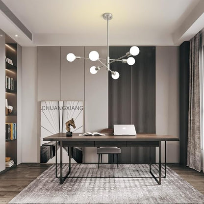 Sputnik Chandelier Modern Brushed Nickel Chandeliers 6-Light Mid Century Ceiling Lighting Fixture for Living Room, Kitchen, Bedroom, Dining Room, and Farmhouse (6-Light)
