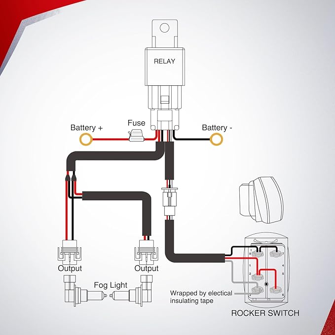 Nilight 16AWG Fog Light Wiring Harness Kit 12V Heavy Duty 5PIN Rocker Switch Relay Blade Fuse Lights Socket Connector Compatible with H11 H9 H8 886 889 892 PGJ13 Bulbs