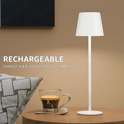uuffoo 2 Pack Cordless Table Lamp Rechargeable 5000mAH Battery Operated Lights Touch Control LED Portable Desk Lamps 3 Color Dimming for Outdoor Coffee Bedroom Kitchen (White)