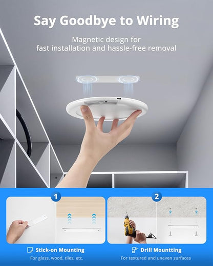 Combuh 2 Pack Rechargeable RGB Ambient Shower Light Waterproof Inside, LED 13 Color Changing Mood Lighting for Bathroom Cordless Battery Operated Stick on Ceiling Lamp with Remote for Bathtub Bedroom