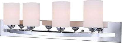 Canarm IVL370A04CH-O Ltd Hampton 4 Light Vanity, Chrome with Flat Opal Glass