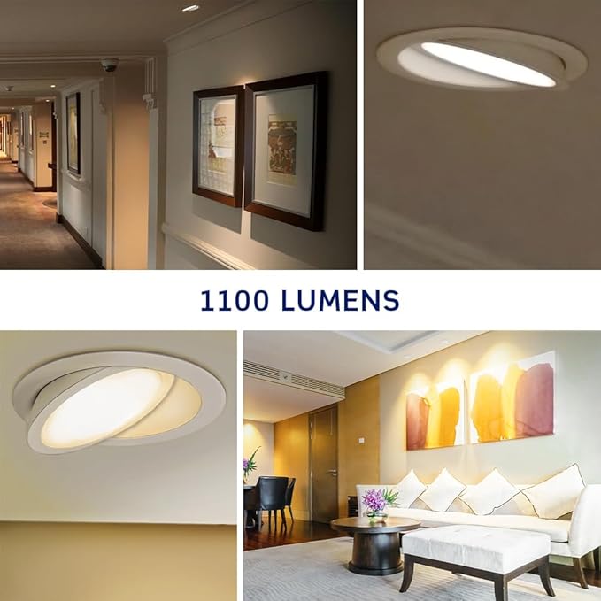 Leviton 6 in. Round Adjustable Slim Downlight, 1100 Lumens, 5 CCT Color Selectable 2700K-5000K, Dimmable, DAR60-S1W