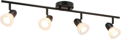 XiNBEi Lighting Track Light, 4 Light Track Bar Lighting with Glass, Modern Black Kitchen Ceiling Light XB-TR1237-4-MB