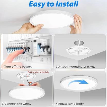 Peasur 12 inch LED Ceiling Light, 3000K/3500K/4000K/5000K/6500K Adjustable Flush Mount Light Fixture, 3200LM 28W Thin White Round Lamp for Hallway Kitchen Bathroom Bedroom, 12Pack