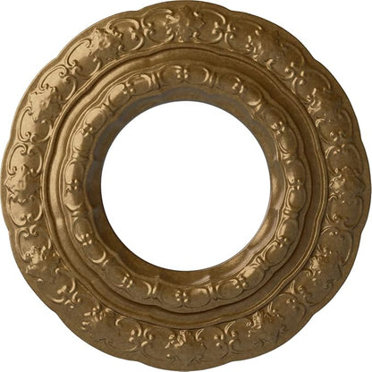 Ekena Millwork 15 3/8"OD x 7"ID x 1"P Lisbon Fits Canopies up to 7" Ceiling Medallion, Pale Gold