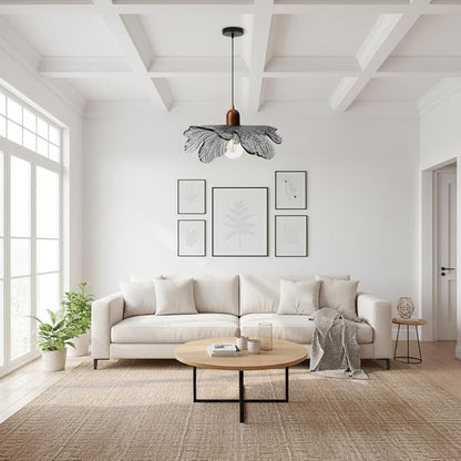 Light Gray Petal Glass Pendant Light Modern Mid Century Chandelier Height Adjustable Hanging Ceiling Light Fixture for Kitchen Island Dining Room Bedroom Living Room Hallway