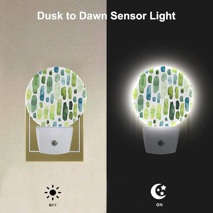 EKOBLA Tropical Cactus Plug-in Night Light, Green Cacti Plant LED Nightlight with Dusk to Dawn Auto Sensor for Bathroom, Hallway & Kitchen