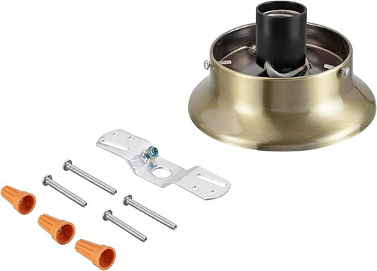 Aspen Creative 22102-07-1, Flush Mount Ceiling Fixture Shade Holder Kit in Antique Brass Finish 3-5/8" Fitter, 4-3/4" Diameter x 1-3/4" Height