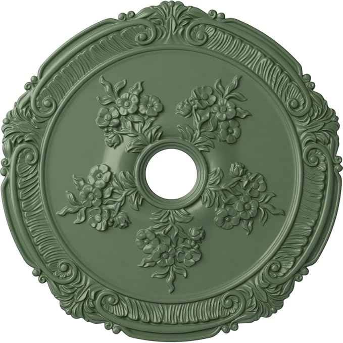 26"OD x 3 3/4"ID x 1 1/2"P Attica with Rose Ceiling Medallion (Fits Canopies up to 4 1/2"), Hand-Painted Athenian Green