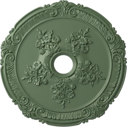 26"OD x 3 3/4"ID x 1 1/2"P Attica with Rose Ceiling Medallion (Fits Canopies up to 4 1/2"), Hand-Painted Athenian Green