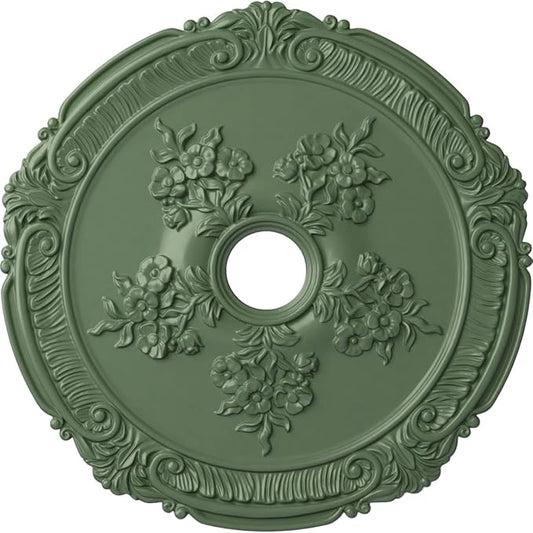 26"OD x 3 3/4"ID x 1 1/2"P Attica with Rose Ceiling Medallion (Fits Canopies up to 4 1/2"), Hand-Painted Athenian Green