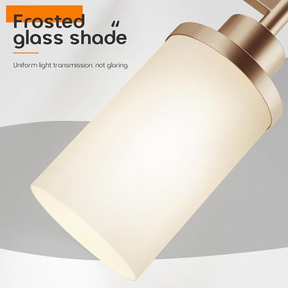 Vanity Lighting Fixtures with White Frosted Glass Champagne Bronze Wall Lamp Over Bathroom Mirror for Bedroom, Living Room, Washroom Porch T001CPG-L1