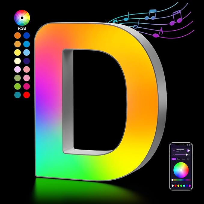 OJQ Light Up Letters LED Letter - Marquee Letters Room Decor Music Sync Color Change Colorful - Christmas Birthday Gifts for Girl Welcome Home Decorations Birthday Gift for Women Gifts for Teens